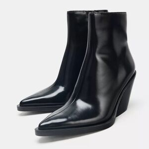 Zara Black Women's Ankle Cowboy Boots